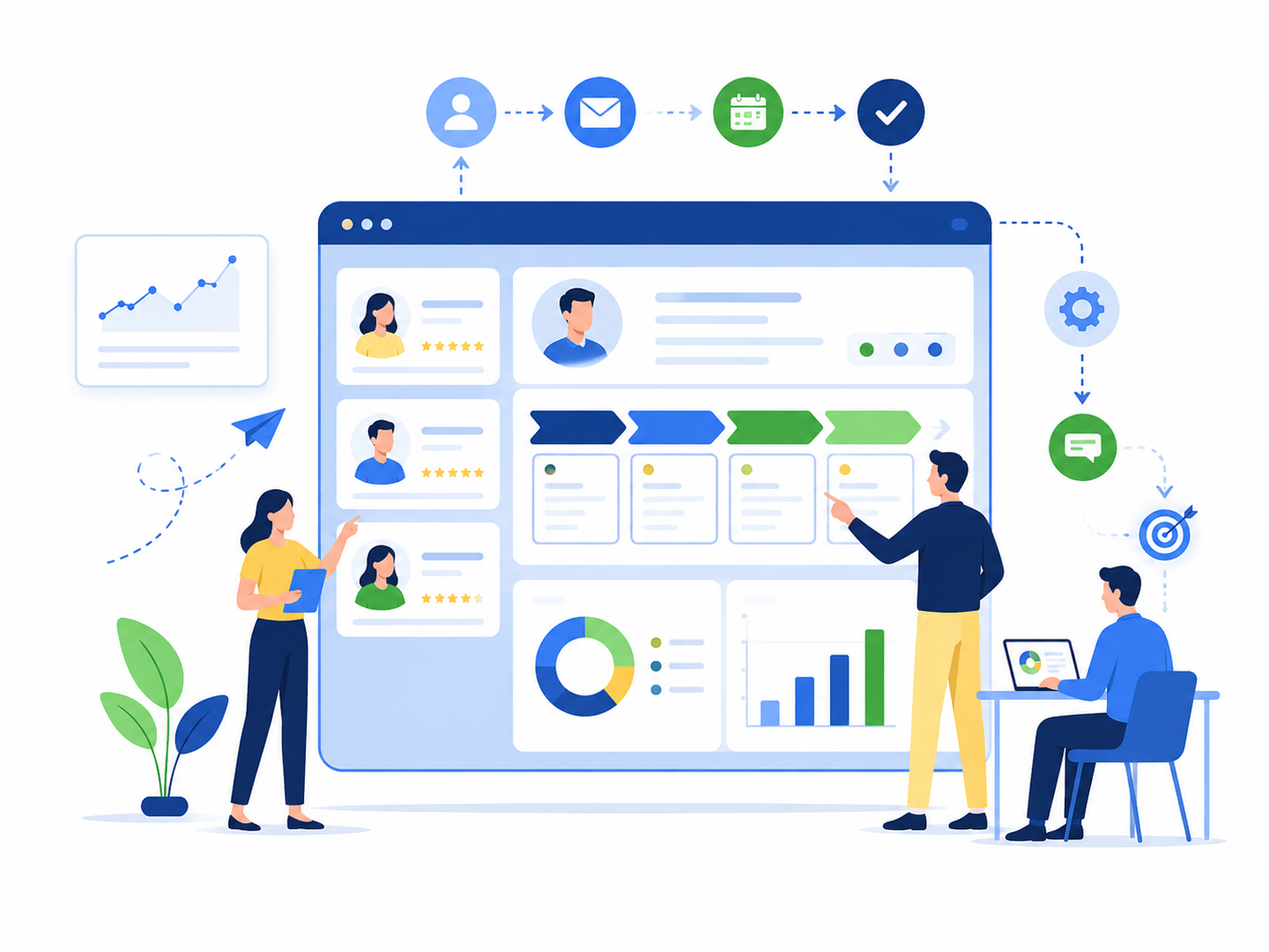 Business CRM dashboard graphic